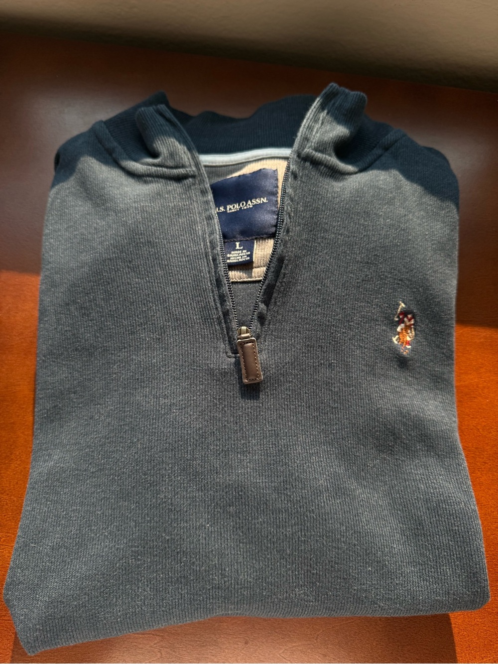U.S. Polo Assn. Men's Navy Quarter-Zip Sweater with Logo